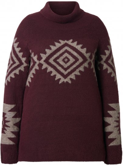 Ulla Popken Aztec Pattern Turtleneck Sweater Plum - Hoodies & Sweatshirts - 