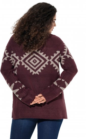 Ulla Popken Aztec Pattern Turtleneck Sweater Plum - Hoodies & Sweatshirts - 