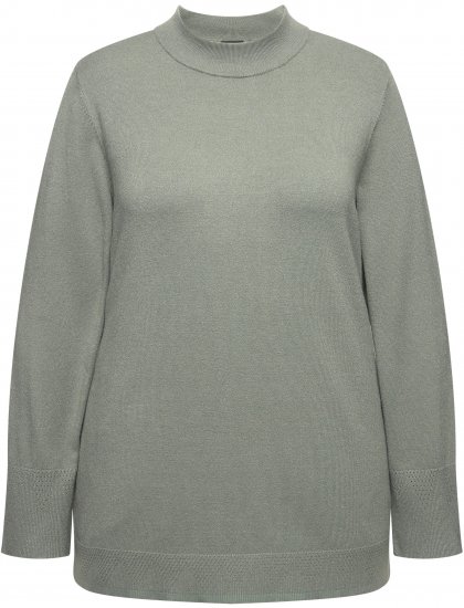 Ulla Popken Long Sleeves Mock Turtleneck Sweater Grey - Hoodies & Sweatshirts - 