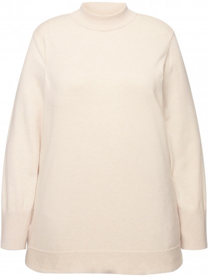 Ulla Popken Long Sleeves Mock Turtleneck Sweater Nature Melange - Hoodies & Sweatshirts - 