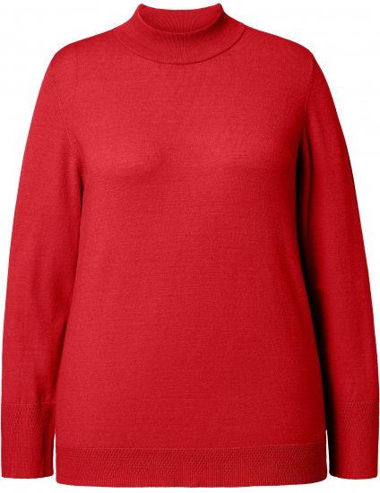 Ulla Popken Long Sleeves Mock Turtleneck Sweater Salsa Red - Hoodies & Sweatshirts - 
