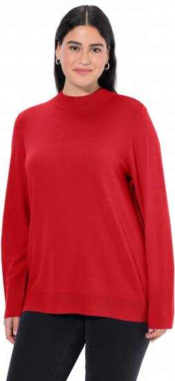 Ulla Popken Long Sleeves Mock Turtleneck Sweater Salsa Red - Hoodies & Sweatshirts - 
