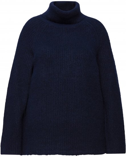 Ulla Popken Ribbed Knit Turtleneck Sweater Navy - Hoodies & Sweatshirts - 