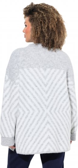Ulla Popken Graphic Stripe Long Sleeve Turtleneck Sweater Silver Melange - Hoodies & Sweatshirts - 