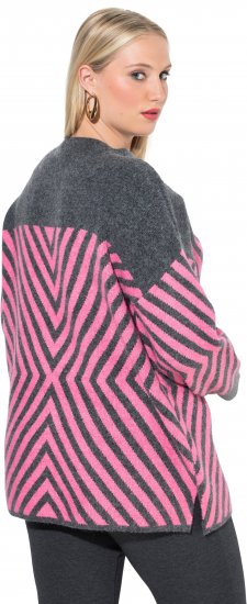 Ulla Popken Graphic Stripe Long Sleeve Turtleneck Sweater Flamingo - Hoodies & Sweatshirts - 