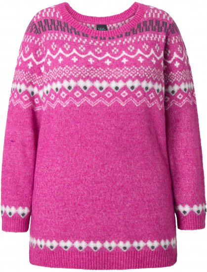 Ulla Popken Norwegian Style Pastel Tone Long Sleeve Sweater Summer Berry - Hoodies & Sweatshirts - 