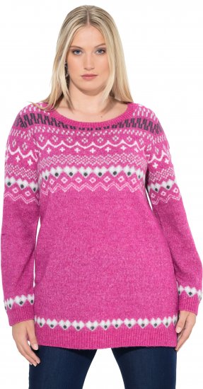 Ulla Popken Norwegian Style Pastel Tone Long Sleeve Sweater Summer Berry - Hoodies & Sweatshirts - 