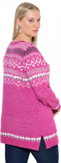 Ulla Popken Norwegian Style Pastel Tone Long Sleeve Sweater Summer Berry - Hoodies & Sweatshirts - 