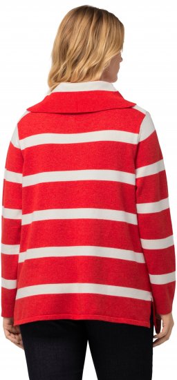 Ulla Popken Stripe Fine Knit Turtleneck Sweater Light Red - Hoodies & Sweatshirts - 