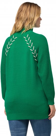 Ulla Popken Contrast Braid Turtleneck Sweater Emerald Green - Hoodies & Sweatshirts - 