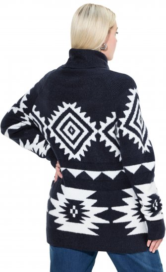 Ulla Popken Aztec-Inspired Long Sleeve Turtleneck Sweater Navy - Hoodies & Sweatshirts - 