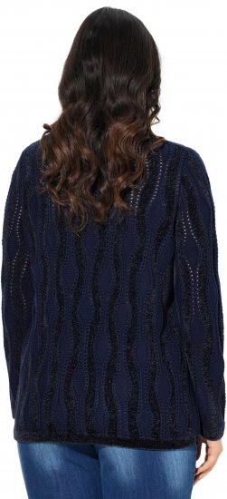 Ulla Popken Openwork Chenille Sweater Navy - Hoodies & Sweatshirts - 