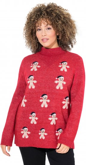 Ulla Popken Gingerbread Men Sweater Salsa Red - Hoodies & Sweatshirts - 