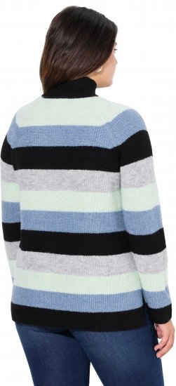 Ulla Popken Chunky Striped Turtleneck Sweater Mint Green - Hoodies & Sweatshirts - 