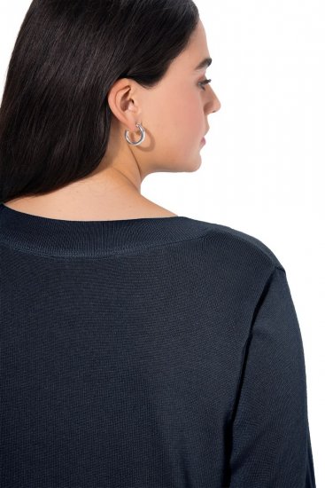 Ulla Popken Soft Fine Knit Pullover V-Neck Sweatshirt Marine - Hoodies & Sweatshirts - Kuschelige Sweatshirts, Hoodies & Strick