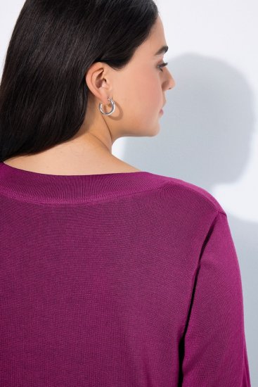 Ulla Popken Soft Fine Knit Pullover V-Neck Sweatshirt Dark Lilac - Hoodies & Sweatshirts - Kuschelige Sweatshirts, Hoodies & Strick
