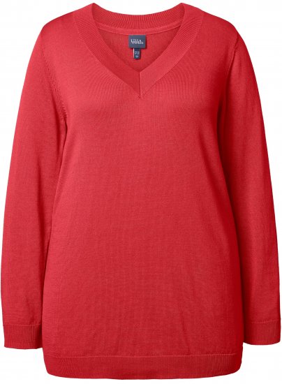 Ulla Popken Casual V-Neck Long Sleeve Sweater Salsa - Hoodies & Sweatshirts - 