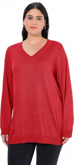 Ulla Popken Casual V-Neck Long Sleeve Sweater Salsa - Hoodies & Sweatshirts - 
