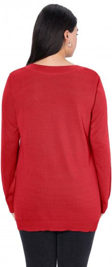 Ulla Popken Casual V-Neck Long Sleeve Sweater Salsa - Hoodies & Sweatshirts - 
