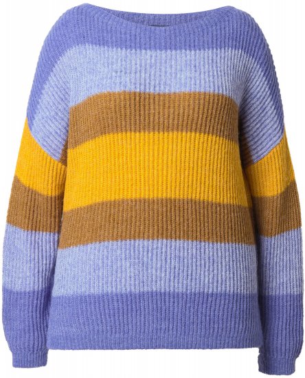 Ulla Popken Colorful Chunky Striped Sweater Lavender - Hoodies & Sweatshirts - 