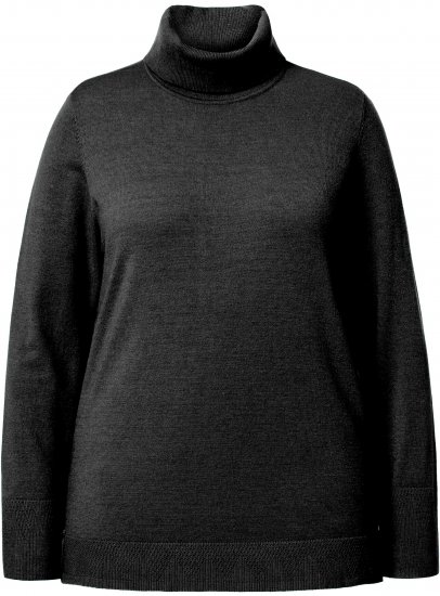 Ulla Popken Turtleneck Ribbed Trim Long Sleeve Sweater Black - Hoodies & Sweatshirts - 