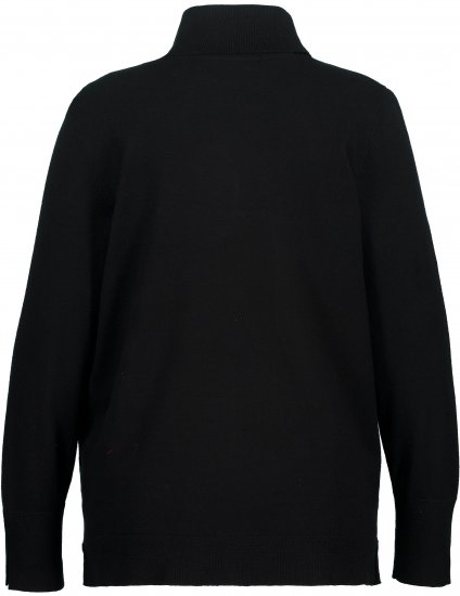 Ulla Popken Turtleneck Ribbed Trim Long Sleeve Sweater Black - Hoodies & Sweatshirts - 