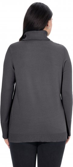 Ulla Popken Turtleneck Ribbed Trim Long Sleeve Sweater Charcoal Grey Melange - Hoodies & Sweatshirts - 
