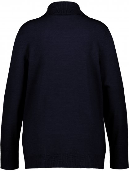 Ulla Popken Turtleneck Ribbed Trim Long Sleeve Sweater Navy - Hoodies & Sweatshirts - 