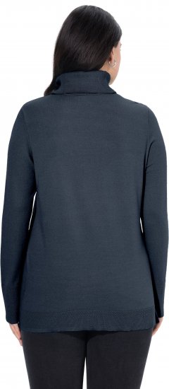 Ulla Popken Turtleneck Ribbed Trim Long Sleeve Sweater Navy - Hoodies & Sweatshirts - 