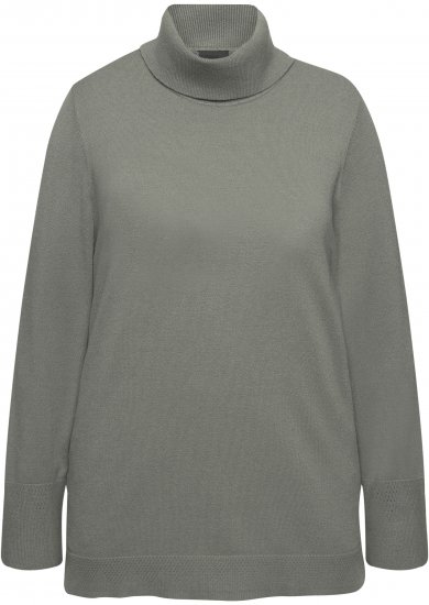 Ulla Popken Turtleneck Ribbed Trim Long Sleeve Sweater Grey - Hoodies & Sweatshirts - 