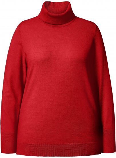 Ulla Popken Turtleneck Ribbed Trim Long Sleeve Sweater Salsa Red - Hoodies & Sweatshirts - 