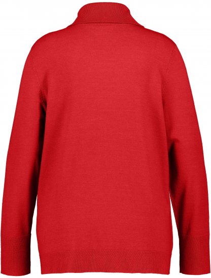 Ulla Popken Turtleneck Ribbed Trim Long Sleeve Sweater Salsa Red - Hoodies & Sweatshirts - 