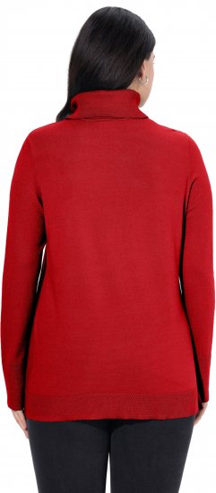 Ulla Popken Turtleneck Ribbed Trim Long Sleeve Sweater Salsa Red - Hoodies & Sweatshirts - 