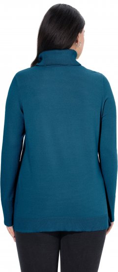 Ulla Popken Turtleneck Ribbed Trim Long Sleeve Sweater Cerulean - Hoodies & Sweatshirts - 