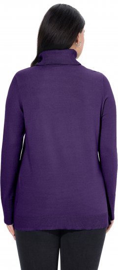 Ulla Popken Turtleneck Ribbed Trim Long Sleeve Sweater Deep Violet - Hoodies & Sweatshirts - 