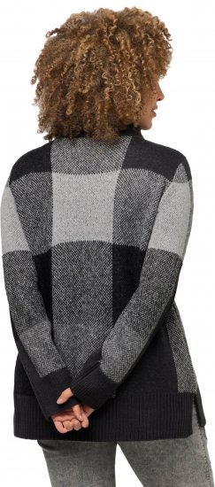 Ulla Popken Grand Check Long Sleeve Sweater Charcoal Grey Melange - Hoodies & Sweatshirts - 