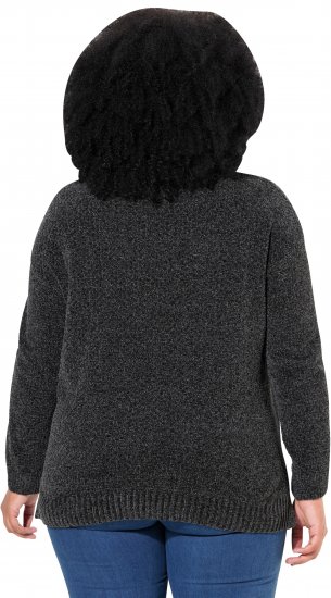 Ulla Popken Soft Textured Chenille Oversized Fit Sweater Graphite Grey - Hoodies & Sweatshirts - 