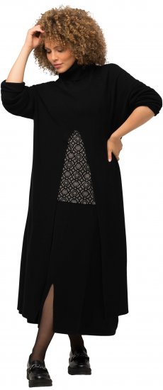 Ulla Popken Long Turtleneck Duster Sweater Black - Hoodies & Sweatshirts - 