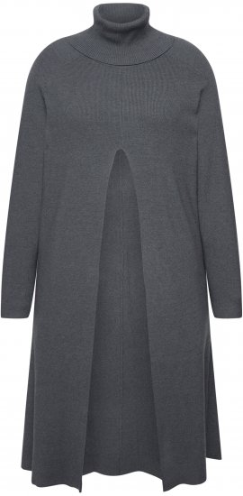 Ulla Popken Long Turtleneck Duster Sweater Graphite Grey - Hoodies & Sweatshirts - 