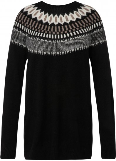 Ulla Popken Norwegian-Inspired Long Sleeve Knit Sweater Black - Ulla Popken - 