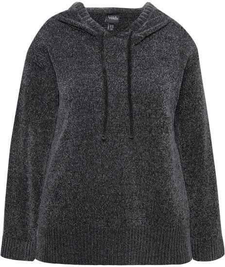 Ulla Popken Chenille Knit Hoodie Graphite Grey - Hoodies & Sweatshirts - 