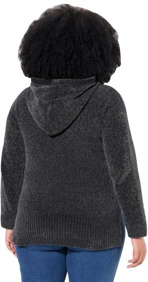 Ulla Popken Chenille Knit Hoodie Graphite Grey - Hoodies & Sweatshirts - 