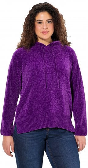 Ulla Popken Chenille Knit Hoodie Dark Purple - Hoodies & Sweatshirts - 