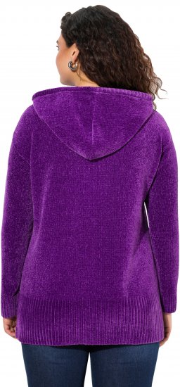 Ulla Popken Chenille Knit Hoodie Dark Purple - Hoodies & Sweatshirts - 