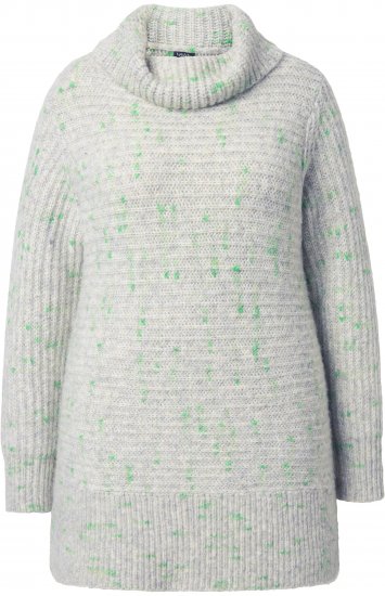 Ulla Popken Space Yarn Oversized Turtleneck Sweater Light Grey Melange - Hoodies & Sweatshirts - 