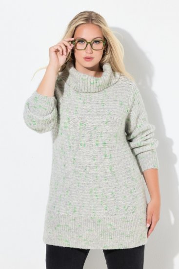 Ulla Popken Space Yarn Oversized Turtleneck Sweater Light Grey Melange - Hoodies & Sweatshirts - Kuschelige Sweatshirts, Hoodies & Strick
