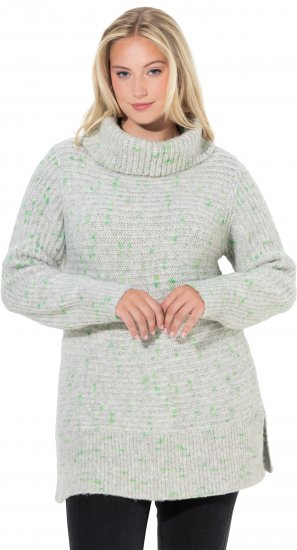 Ulla Popken Space Yarn Oversized Turtleneck Sweater Light Grey Melange - Hoodies & Sweatshirts - 