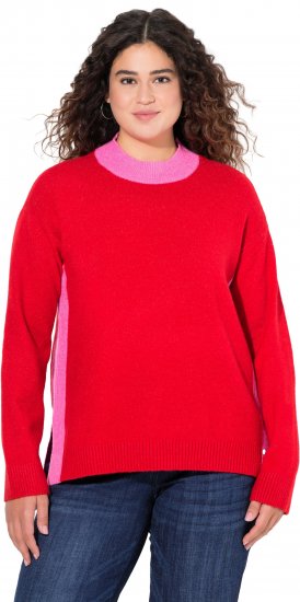 Ulla Popken Color Block Long Sleeve Sweater Lychee - Hoodies & Sweatshirts - 