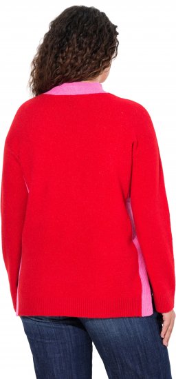 Ulla Popken Color Block Long Sleeve Sweater Lychee - Hoodies & Sweatshirts - 