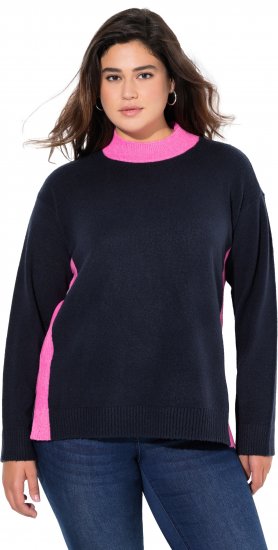 Ulla Popken Color Block Long Sleeve Sweater Ink Blue - Hoodies & Sweatshirts - 
